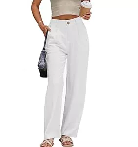 Fakanhui  Fakanhui Damenhose aus Leinen, elegante Arbeitshose, Freizeit, Sommer, Business, gerades Bein, Baumwoll-Leinen-Hose.