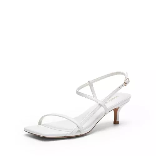 DREAM PAIRS Sandalen & Slides DREAM PAIRS Damen-Sandalen mit niedrigem Kitten-Heel, eckiger offener Spitze und Knöchelriemchen Elegante Party Brautschuhe Pumps
