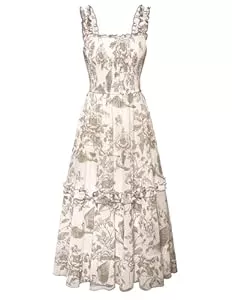 SCARLET DARKNESS Freizeit Scarlet Darkness Cottagecore Kleider für Damen 2025 gesmoktes Blumenkleid fließendes Sommerkleid