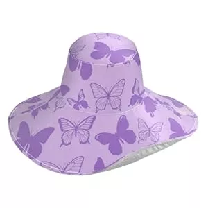SyXIOP  Modische lila Schmetterlinge, faltbare Hüte für Damen, Schlapphut für draußen, faltbar, Schattenhüte, Tennis-Gorras para el sol de Mujer
