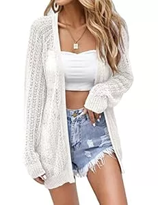 XuBa  XuBa Damen Strickjacke Sommer Leichte Dünne Häkeln Langarm Strand Strickjacke Cover Up