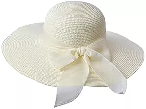 Miobo  Miobo Damen Strohnut Sonnenhut Sommer Schleife Hut Strandhut Krempenhut Schlapphut