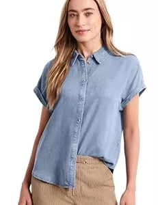 Street One Hemdblusen Street One Damen Dropped Shoulder Hemdbluse im Denim-Look