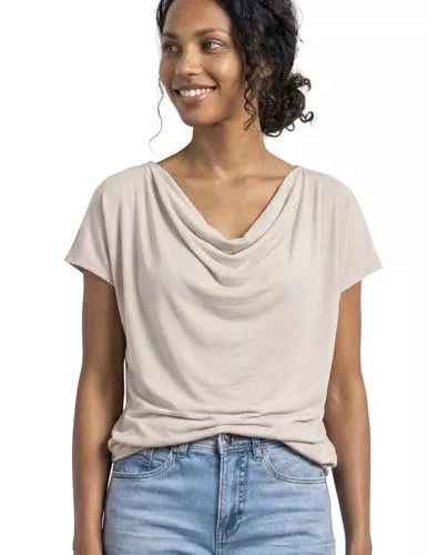 Street One Kurzarmblusen Damen Silk-Look Shirt mit Waterfall-Front