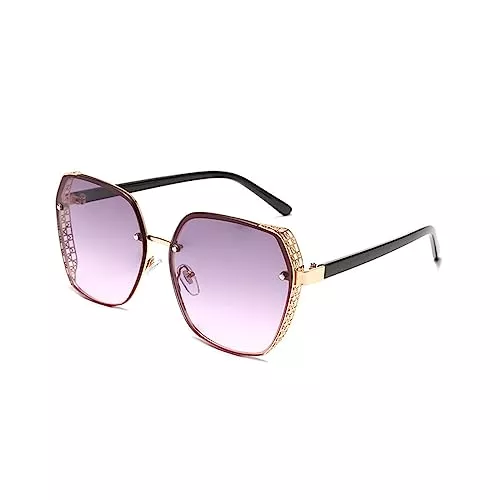 LumiSyne Sonnenbrillen & Zubehör LumiSyne Übergroß Polarisiert Sonnenbrille Herren Damen Transparente Farbverlauf Linsen Hohle Metall Rahmen Frauen Sonnenbrillen UV400 Schutz Blendschutz Mode Schatten Brille Für Outdoor Reisen Fahren