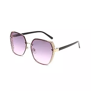 LumiSyne  LumiSyne Übergroß Polarisiert Sonnenbrille Herren Damen Transparente Farbverlauf Linsen Hohle Metall Rahmen Frauen Sonnenbrillen UV400 Schutz Blendschutz Mode Schatten Brille Für Outdoor Reisen Fahren