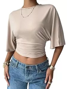 GORGLITTER  GORGLITTER Sommer Tops Damen Leicht Und Luftig Crop Tops Tailliertes Shirt Clean Girl Outfit Going Out Top Party Top