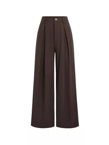 SOLY HUX Hosen SOLY HUX Damen Lange Hose Elegant Palazzon Hosen Office Casualshose Anzughose mit Reißverschluss Freizeithose Stoffhose Breite Bein Geradehose