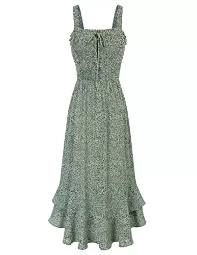 GRACE KARIN Freizeit GRACE KARIN Damen langes Blumenkleid Ärmellos Spaghettiträger Freizeitkleid Böhmisch Maxikleid Strandkleider Urlaub