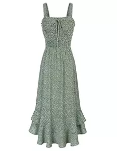GRACE KARIN Freizeit GRACE KARIN Damen langes Blumenkleid Ärmellos Spaghettiträger Freizeitkleid Böhmisch Maxikleid Strandkleider Urlaub