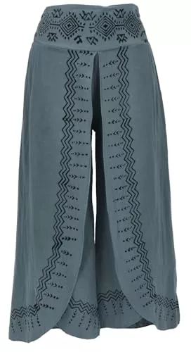 GURU SHOP Hosen GURU SHOP Palazzohose, Hosenrock, Bedruckte Natürliche Boho Schlaghose, Sommerhose, Damen