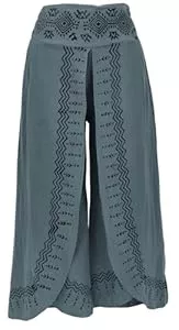 GURU SHOP Hosen GURU SHOP Palazzohose, Hosenrock, Bedruckte Natürliche Boho Schlaghose, Sommerhose, Damen