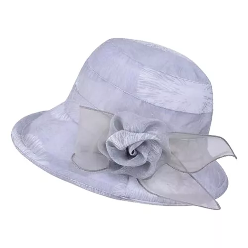 SLXLYH Hüte & Mützen SLXLYH Modischer Netz Sonnenhut für Damen, Blumendekoration, tragbar und bequem für Damen, ideal für Reisen, Netz Blumenhut