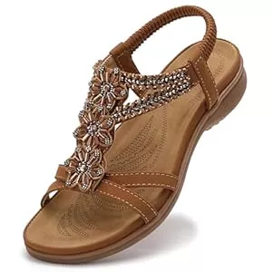 Littleplum Sandalen & Slides Littleplum Damen Sandalen Sommer Flach Sandalette Bohemia Strand Sandalen