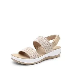 DREAM PAIRS Sandalen & Slides DREAM PAIRS Damen-Wandersandalen, leicht, weiches Fußbett, niedriger Keilabsatz, bequeme flache Sandalen für drinnen und draußen