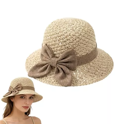 Generisch Hüte & Mützen Generisch Sonnenhut Damen Strandhut Faltbar Sommerhut Strohhut mit Breite Krempe Summer Hat Women's Breathable Hat Visor Cap Für Strand Und Outdoor Aktivitäten Sonnenschutz