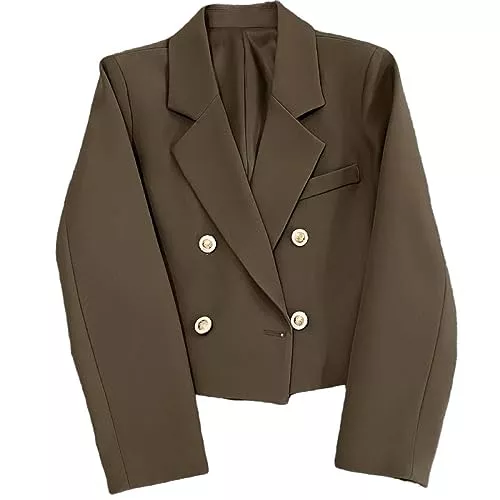 LCDIUDIU Blazer Blazer Damen Sommer,Hellgrüner, Kurz Geschnittener Zweireihiger Blazer Für Damen. Lässiger Cardigan-Mantel Mit Offener Vorderseite, Langärmlig, Eleganter Charm-Arbeitsanzug, Jacken, Büro- Und B