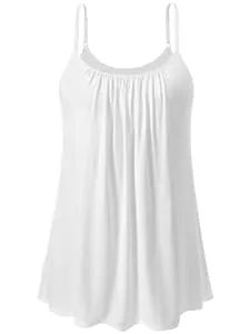vislivin Tops vislivin Top mit Integriertem BH Damen Unterhemd Spaghettiträger Tops Loose Tank Ärmellose Bluse Trägertops S-XXXXL