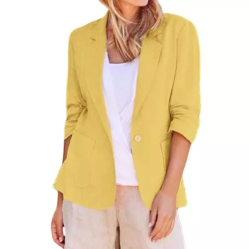 Generic Blazer Blaser Jacke Damen - Elegante Langärmelige Schmal Geschnittene Arbeitsanzugjacke für Damen Mit Revers für Frühling Und Sommer
