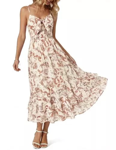 GRACE KARIN Freizeit GRACE KARIN Sommerkleid Damen Kleid Maxikleid mit Spaghettiträgern A-Linien Boho-Blumenkleid Party Prom Holiday Beach