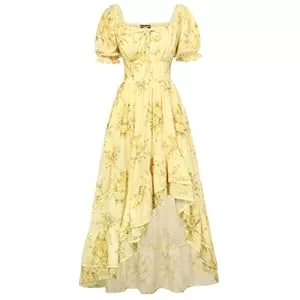 SCARLET DARKNESS  Scarlet Darkness Cottagecore Corset Dress Flowy Chiffon Floral Dresses for Women