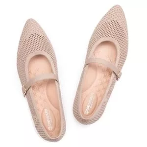 Frank Mully  Frank Mully Damen-Mary-Jane-Schuhe aus Netzstoff Spitze Zehenpartie leicht mit verstellbarem Ristriemen gestrickte Flache Schuhe für Damen