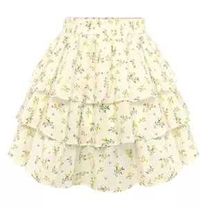 SCARLET DARKNESS Röcke SCARLET DARKNESS Minirock Damen Sommer Chiffon Blumendruck Skort Elastische Hohe Taille Kurz Röcke mit Taschen Skater Rock