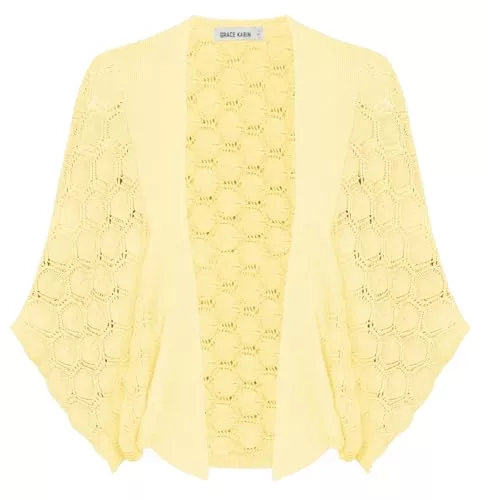 GRACE KARIN Strickjacken GRACE KARIN Damen Causal Cardigan Kurzarm Fledermaus Offene Front Strand Festlich Bolero Strickjacke