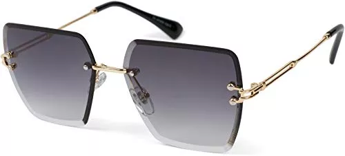 styleBREAKER Sonnenbrillen & Zubehör styleBREAKER Damen Sonnenbrille ohne Rahmen mit eckigen Polycarbonat Gläsern und Diamantschliff | UV400 Verlaufstönung | Metallbügel verstellbare Nasenpads