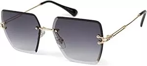 styleBREAKER Sonnenbrillen & Zubehör styleBREAKER Damen Sonnenbrille ohne Rahmen mit eckigen Polycarbonat Gläsern und Diamantschliff | UV400 Verlaufstönung | Metallbügel verstellbare Nasenpads