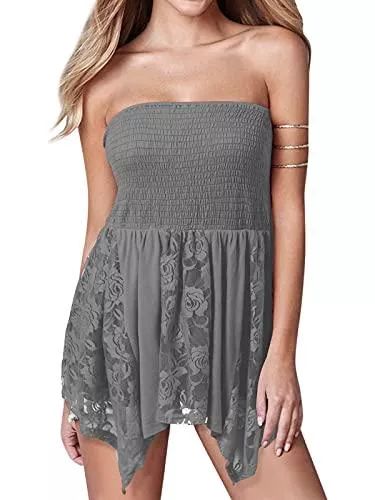 YOINS Ärmellose Blusen YOINS Sexy Oberteil Damen Bandeau top schulterfrei Oberteil Off Shoulder Sommer Blumen Sexy Top für Damen Gefaltete Tank Tops Schlauchshirt