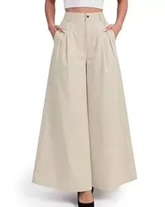 Bsubseach Röcke Bsubseach Damen Hose mit Weitem Bein Hohe Taille Arbeitshose Sommer Business Freizeithose mit Taschen