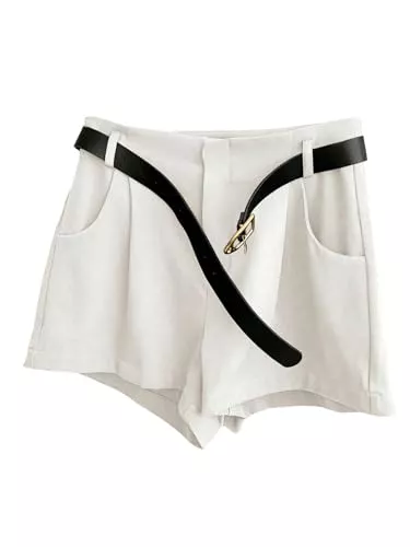 SOLY HUX Shorts SOLY HUX Shorts Damen Elegant Kurze Hose Mit Taschen Sommer High Waist Shorts Büro Freizeitshorts Weite Hotpants Bermuda Mit Gürtel