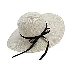 FangYun Hüte & Mützen Sun Hats Floppy Faltbarer Bowknot mit großer breiter Krempe Stroh Damenhüte Summer Beach Cap UV-Schutz