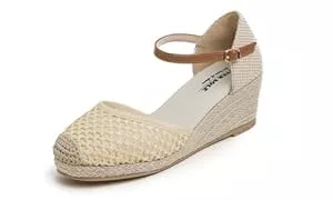 Feversole Sandalen & Slides Feversole Slingback Sandalen Damen Espadrilles Plateau Wedges Sandaletten mit Geschlossene Keilabsatz Sommerschuhe Sommer Pumps Frauen Schuhe