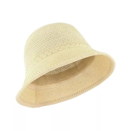 MUNSKT Hüte & Mützen MUNSKT Fischerhut für Damen, gehäkelt, Netzstoff, Eimer gewebt, faltbar, aus weichem und leichtem Netzgewebe, beige, One size