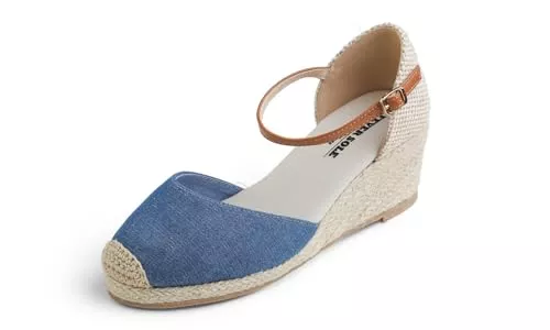 Feversole Sandalen & Slides Feversole Slingback Sandalen Damen Espadrilles Plateau Wedges Sandaletten mit Geschlossene Keilabsatz Sommerschuhe Sommer Pumps Frauen Schuhe