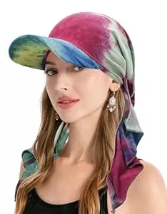 ZLYC Hüte & Mützen ZLYC Damen Sommer Chemo Kopfbedeckung mit Krempenvisier Vorgebundene Leichte Beanie(Krawattenfarbe),Einheitsgröße