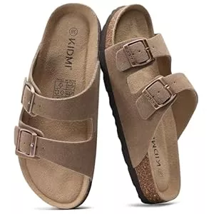 KIDMI Sandalen & Slides KIDMI Damen Sandalen mit veganem Obermaterial und Fußgewölbeunterstützung, verstellbare Sommer-Pantoletten mit Korkfußbett