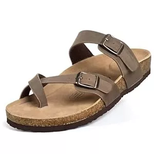 FITORY Sandalen & Slides FITORY Damen Pantoletten Zehentrenner Sandalen, Verstellbare Rutschfeste Schlappen mit Kork-Fußbett, Bequeme Sommerschuhe