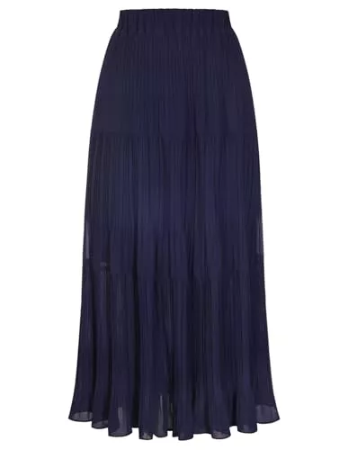 Kate Kasin Röcke Kate Kasin Damen A-Linie Rüschen Maxirock Elastische Hohe Taille Röcke Leichte Chiffon Fließende Frühling Sommer Skirts Outfit