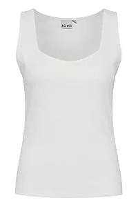 ICHI Tops ICHI IHORETA TO2 Damen Top Kurzarm Shirt Basic Baumwolltop aus festerer Baumwolle eckiger Auschnitt Slim Fit