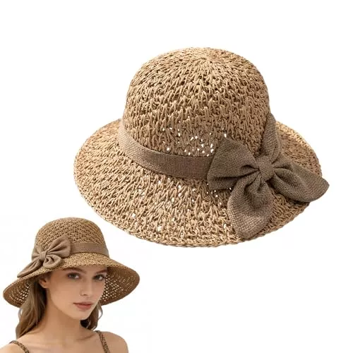 Generisch Hüte & Mützen Generisch Sonnenhut Damen Strandhut Faltbar Sommerhut Strohhut mit Breite Krempe Summer Hat Women's Breathable Hat Visor Cap Für Strand Und Outdoor Aktivitäten Sonnenschutz