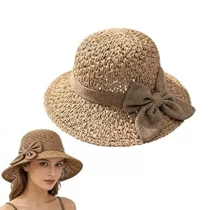 Generisch Hüte & Mützen Generisch Sonnenhut Damen Strandhut Faltbar Sommerhut Strohhut mit Breite Krempe Summer Hat Women's Breathable Hat Visor Cap Für Strand Und Outdoor Aktivitäten Sonnenschutz