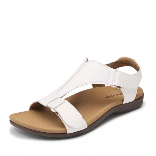 DREAM PAIRS Sandalen & Slides DREAM PAIRS Damen-Sandalen mit Fußgewölbeunterstützung, T-Riemen, orthopädische flache Sandalen, bequeme Sommerschuhe
