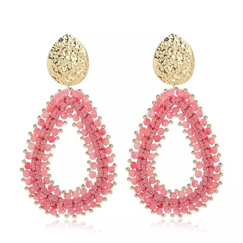 CONRAN KREMIX Schmuck Boho Perlen Tropfen Ohrringe Damen – Statement Creolen für Sommer Festival