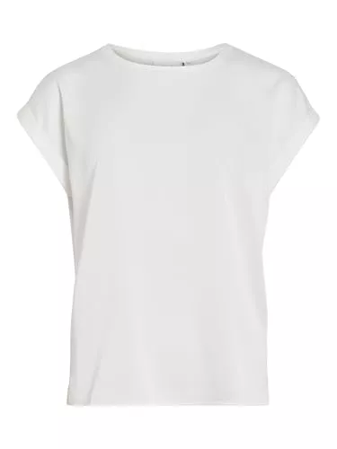 Vila T-Shirts Vila Damen Viellette S/S Satin Top/Su Noos T-Shirt, Schneeweiß, Größe 36 EU