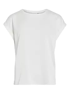 Vila T-Shirts Vila Damen Viellette S/S Satin Top/Su Noos T-Shirt, Schneeweiß, Größe 36 EU