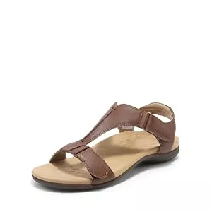 DREAM PAIRS Sandalen & Slides DREAM PAIRS Damen-Sandalen mit Fußgewölbeunterstützung, T-Riemen, orthopädische Flache Sandalen, Bequeme Sommerschuhe,Size 38,Braun,DWUMFS2508