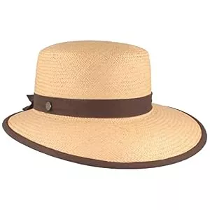 Breiter Hüte & Mützen Breiter ORIGINAL Damen Panama Hut, Strohhut, Sommerhut, 100% Stroh, UV Schutz 50+, asymetrische Krempe &amp; Einfass, Made IN Ecuador